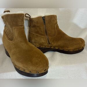 Madewell Marceline Clog Boots Women’s Size 8 Brown Suede Shearling NH871 Boho